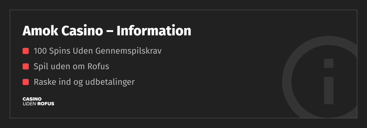 information om amok casino