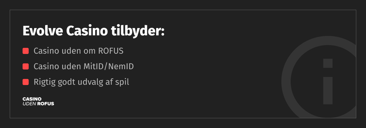 evolve casino tilbyd