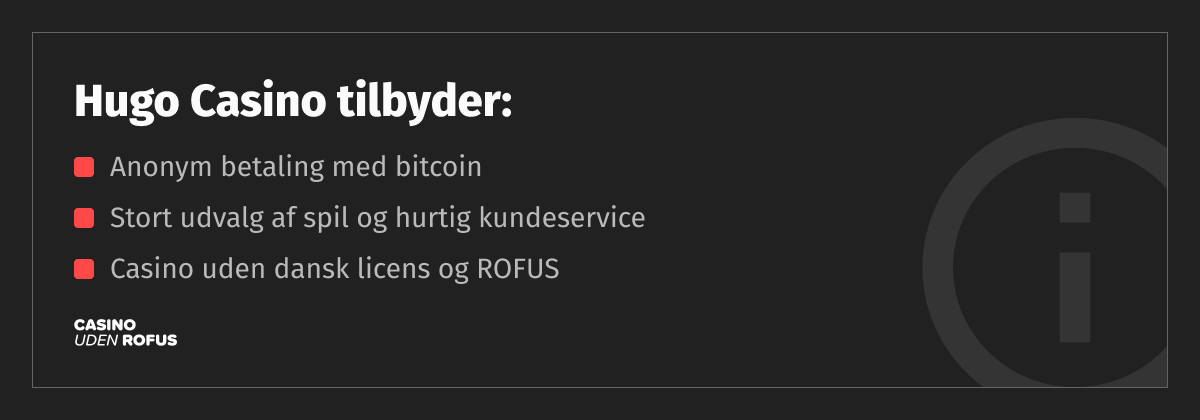 hugo casino forsyning